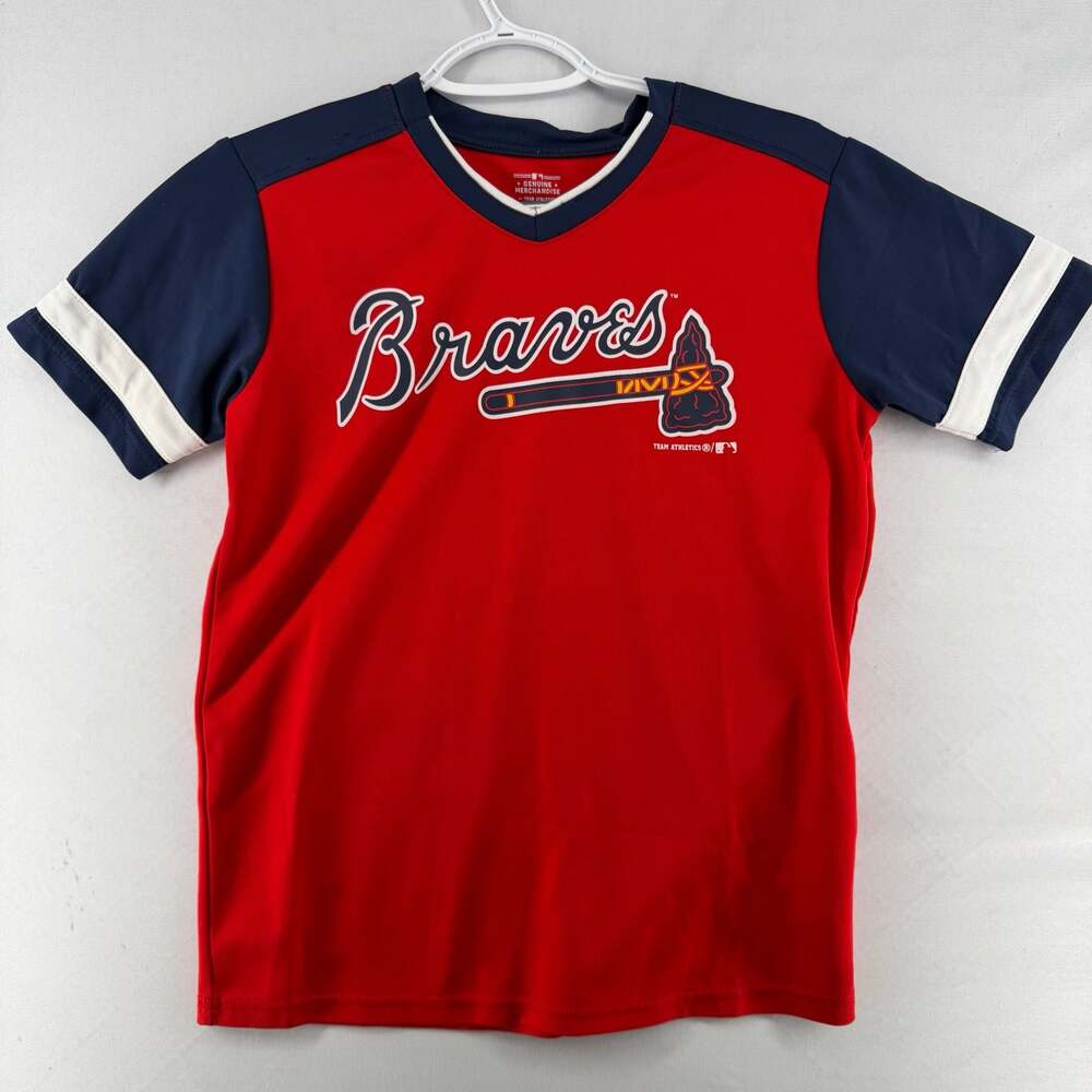 0051 Atlanta Braves Youth Red V-Neck Jersey